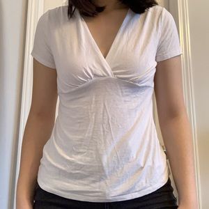 Deep V Neck White T Shirt